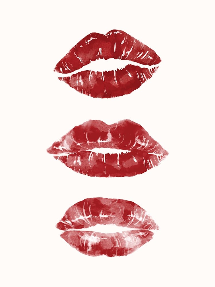 Lipstick Kisses Red Poster