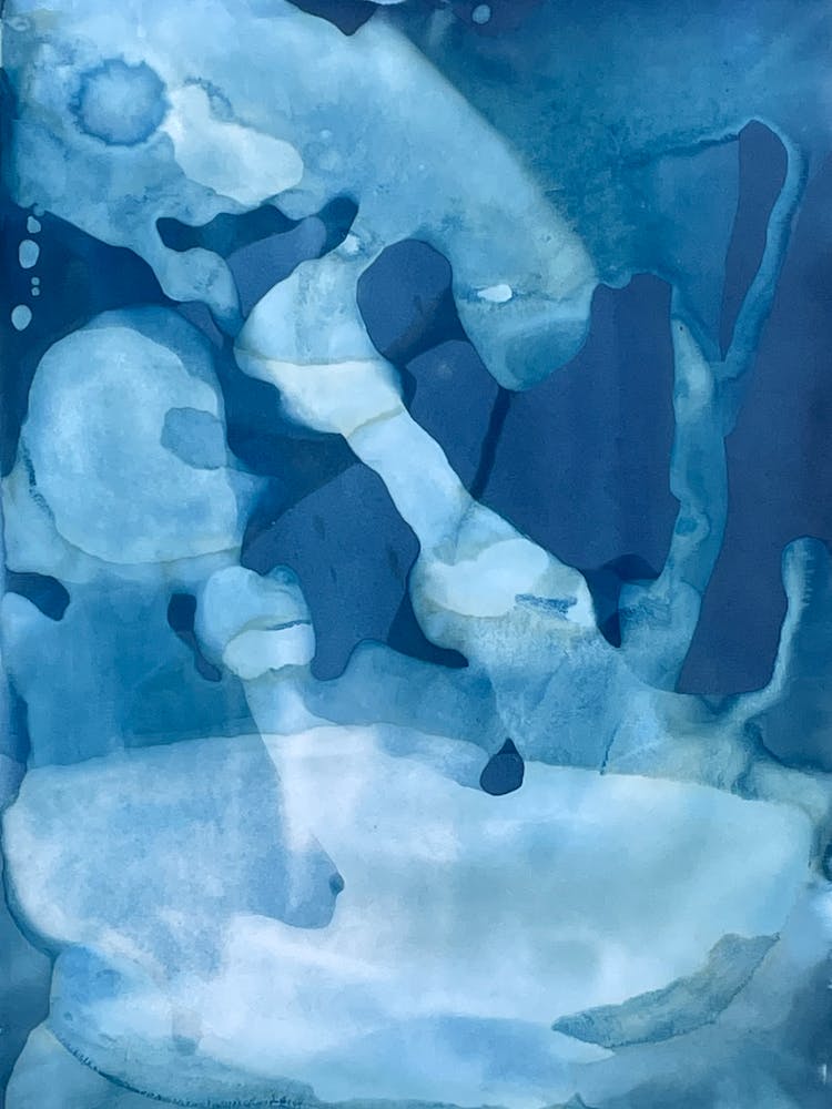 Sea Green and light blue Cyanotype Print