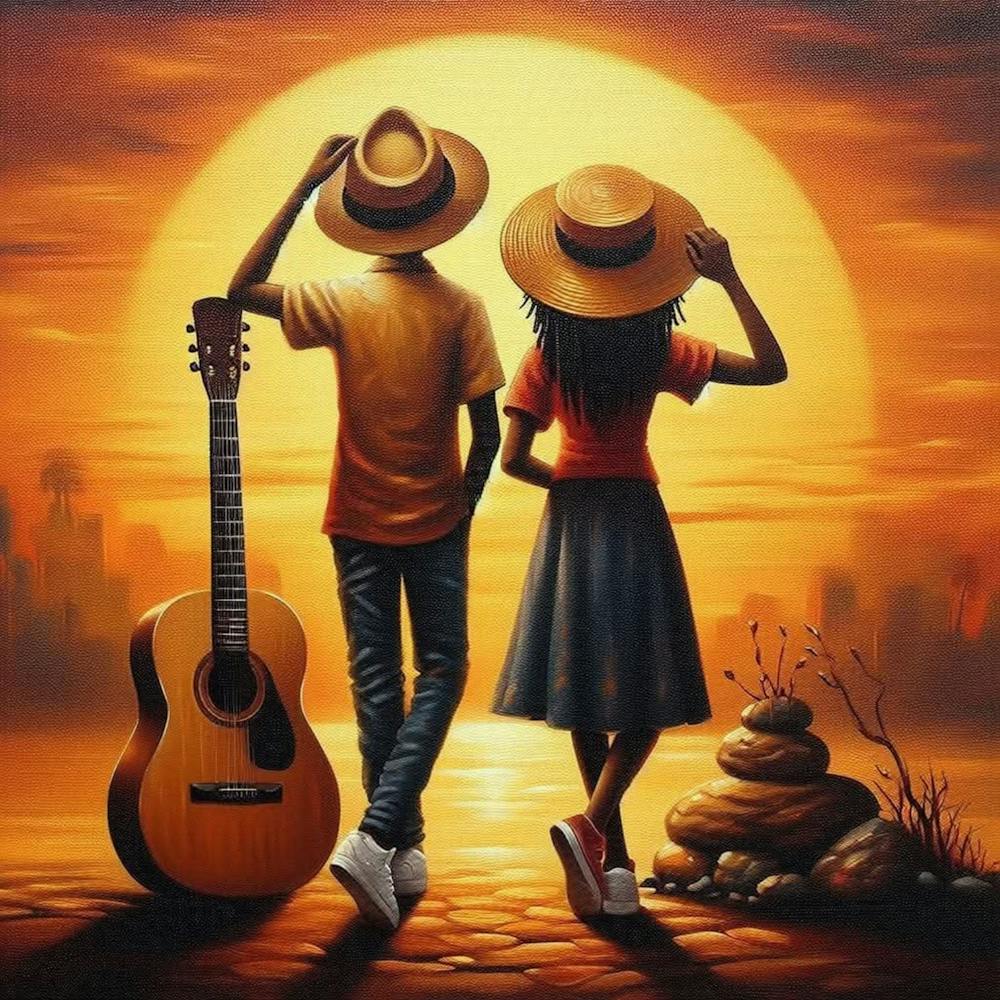 Romantic Sunset Guitar Scene