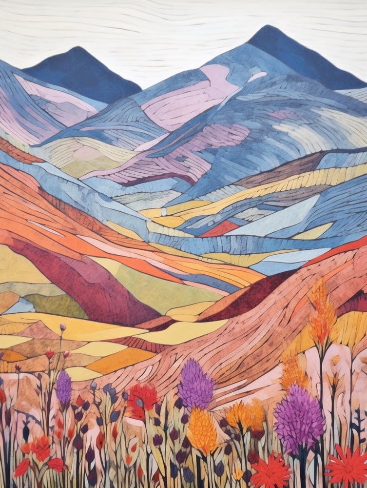 Aonach Beag Scotland 1 Colourful Mountain Illustration