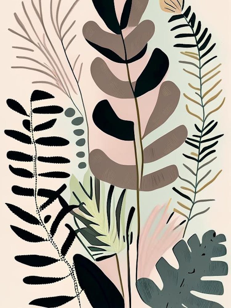 New York Fern Wildflower Modern Muted Colours 1