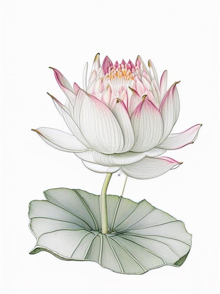 Water Lily Floral Quentin Blake Inspired Illustration 4 Flower