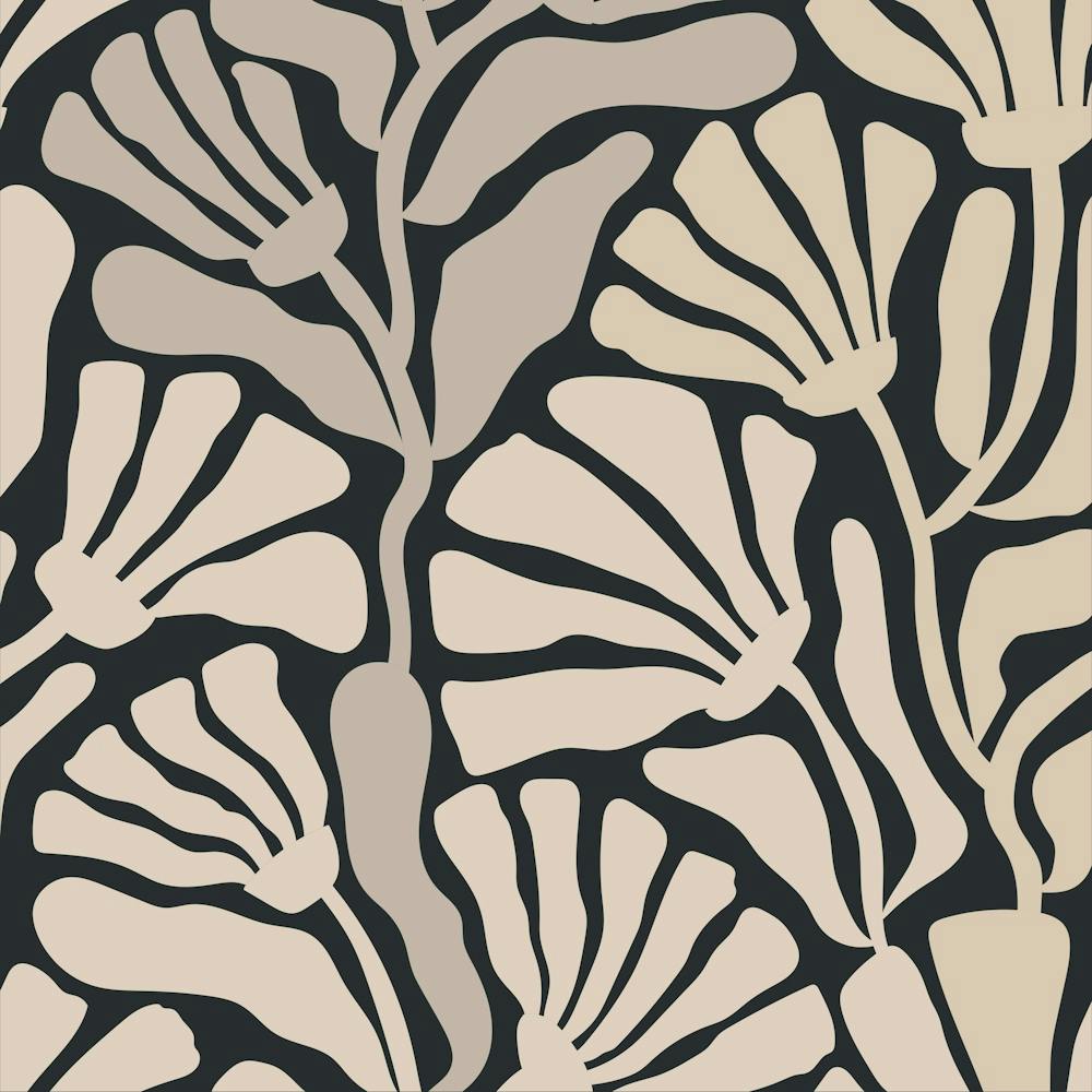 Black And Beige Floral Print