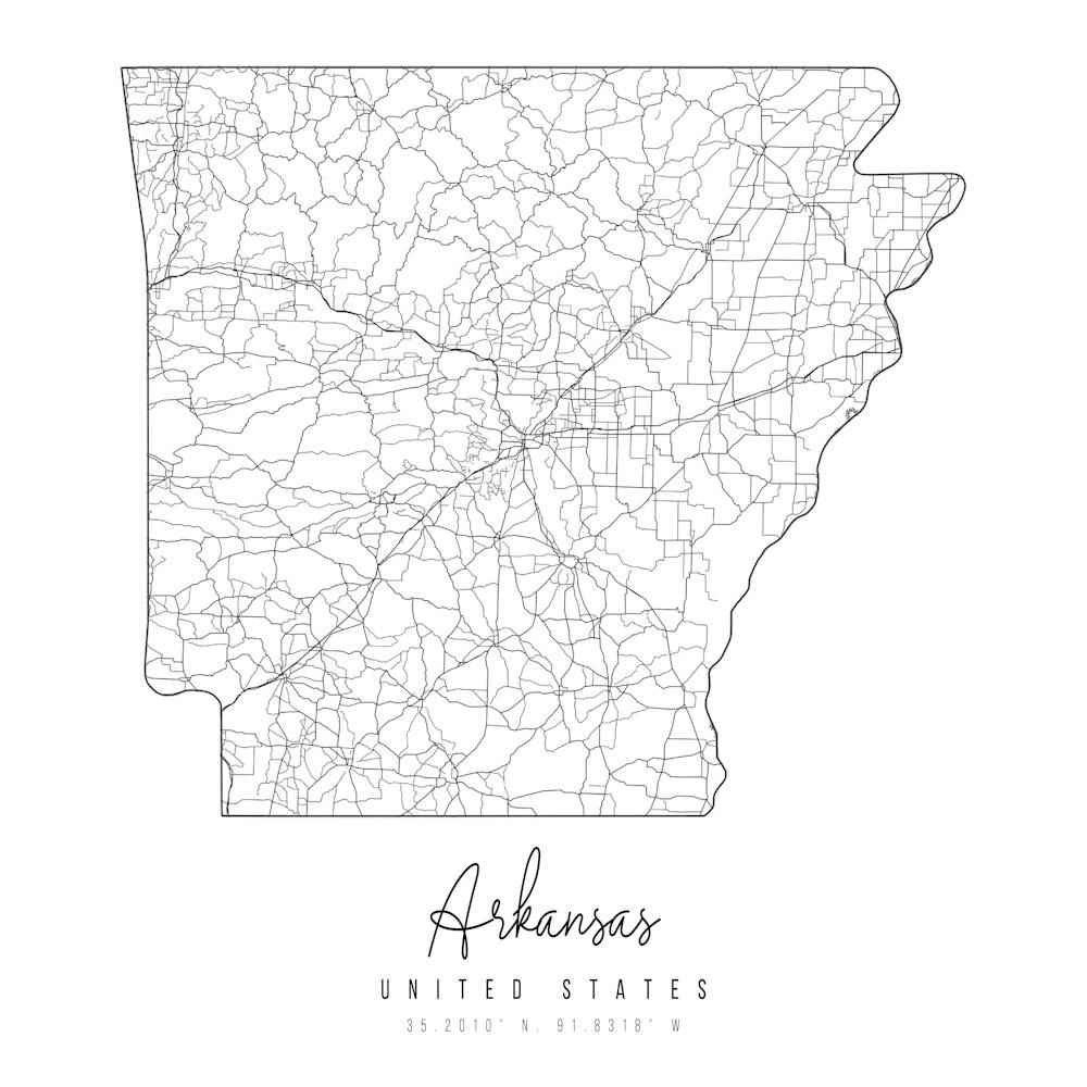 Arkansas Minimal Street Map Square