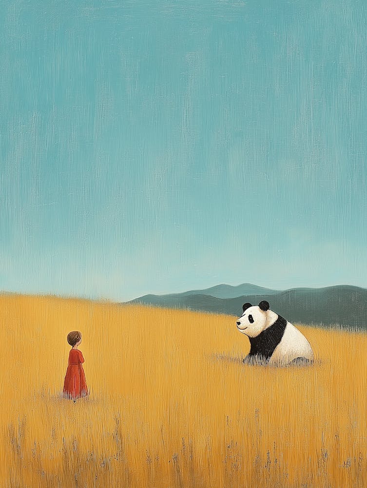 Rotes Mädchen und ihr Panda