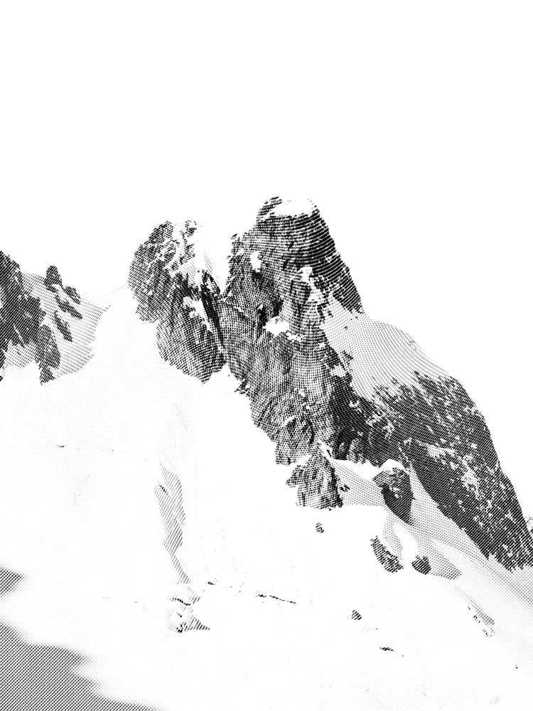 Snowy Mountain Top Black and White Minimalist