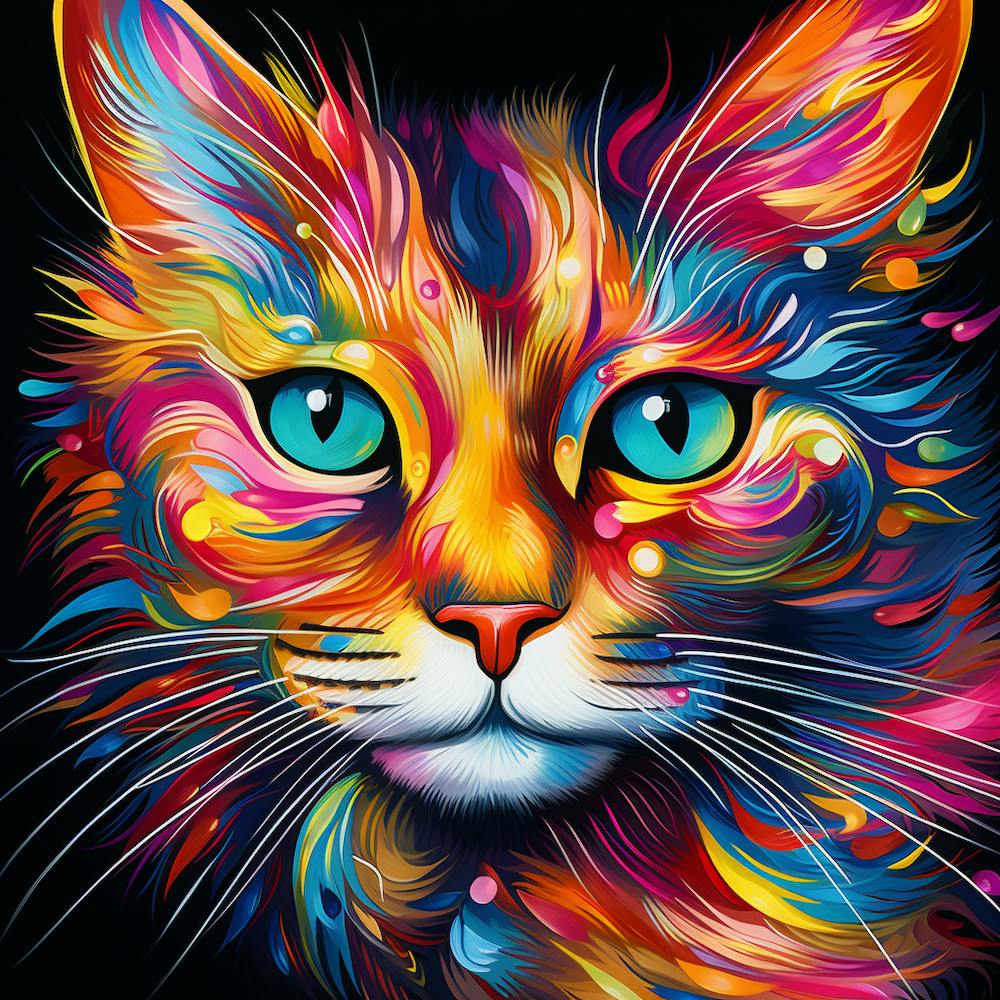 Colorful Cat Painting 1