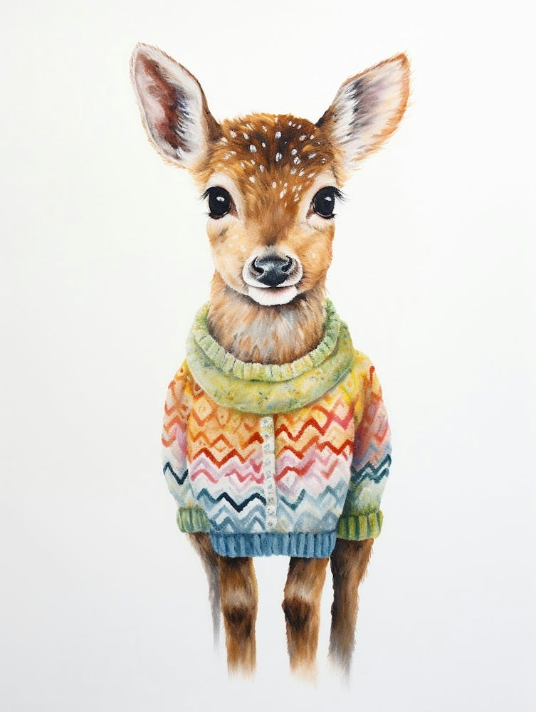 Baby Animal Wearing Sweater Fawn 2