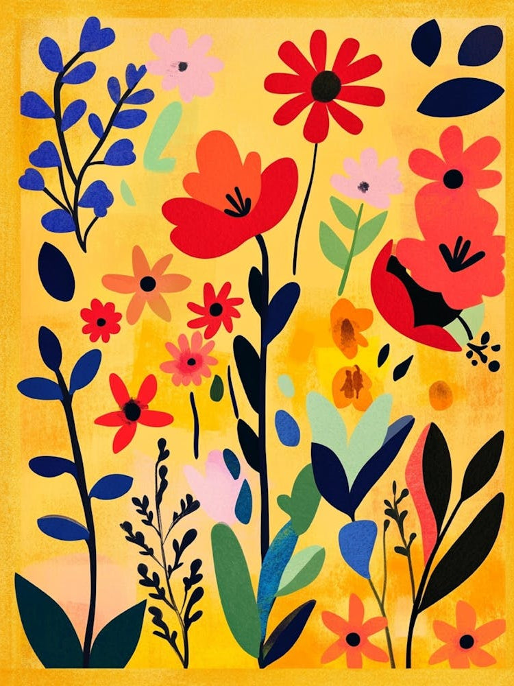 Flowers On A Yellow Background
