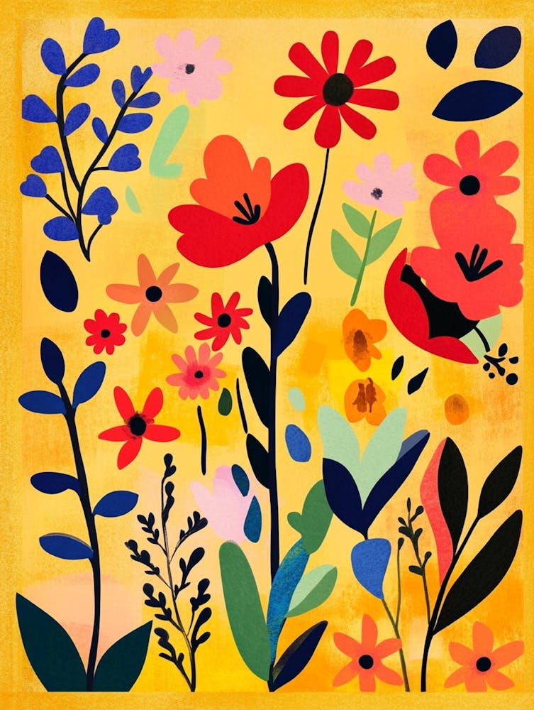 Flowers On A Yellow Background