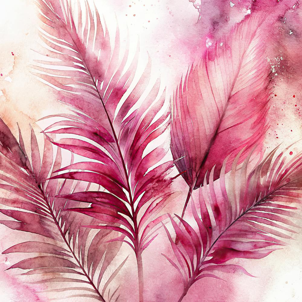 Pink Palm Leaves Art Boho