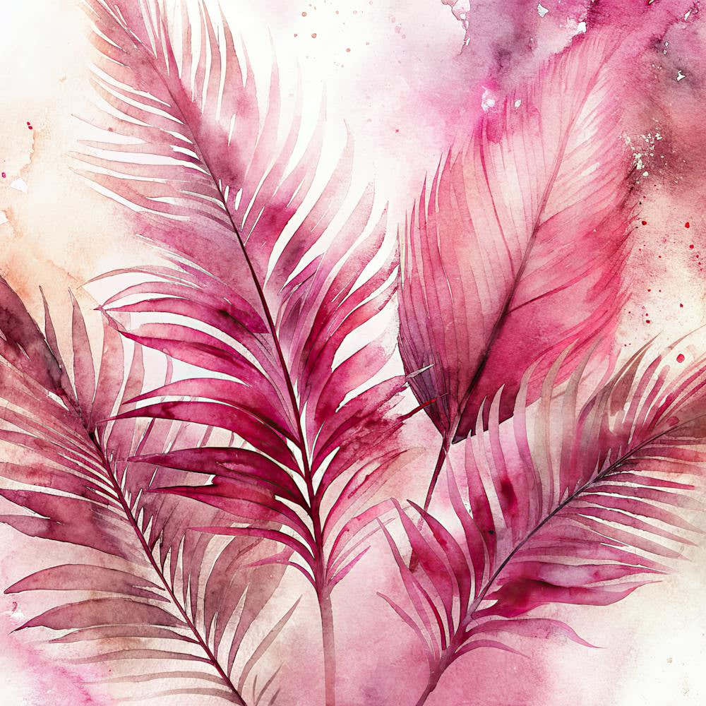 Pink Palm Leaves Art Boho