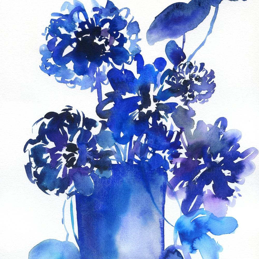 Blue Flowers In A Vase N.o 3