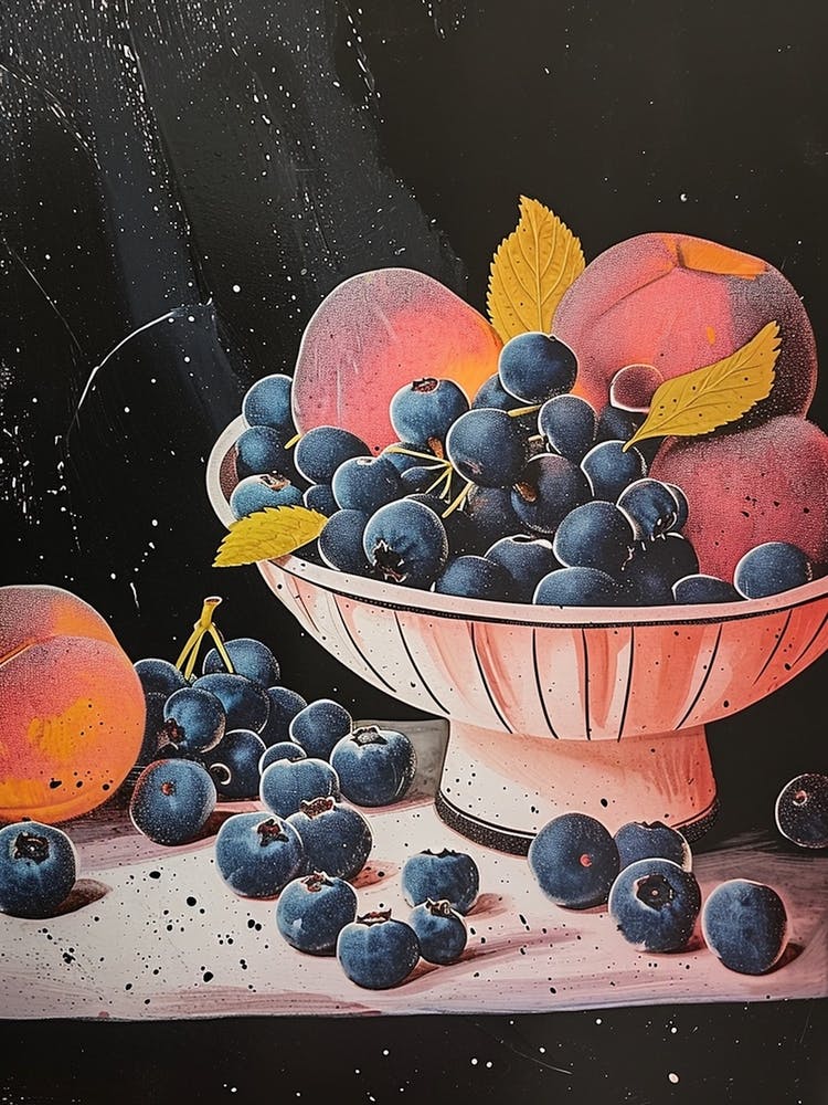 Art Deco Blueberries & Nectarines