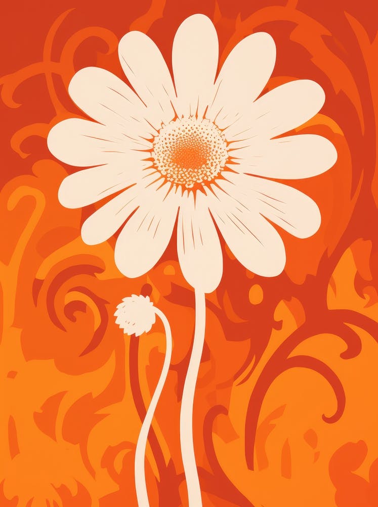 Daisy On Orange Background