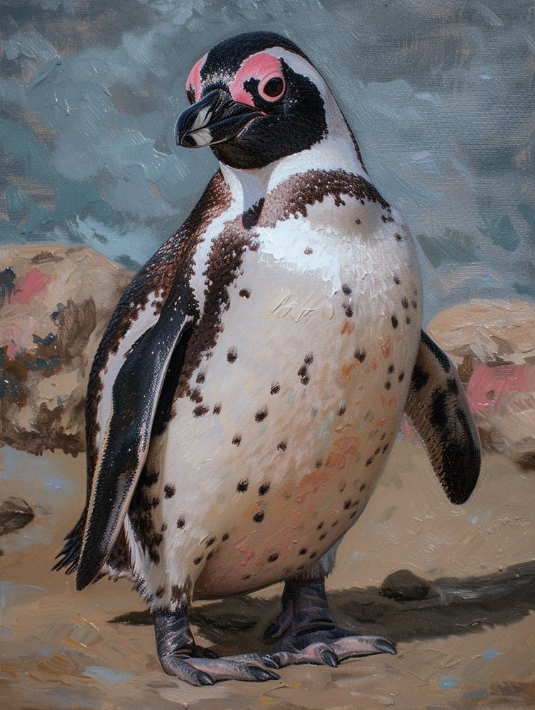 African Penguin Floreana Island Oil Painting 2