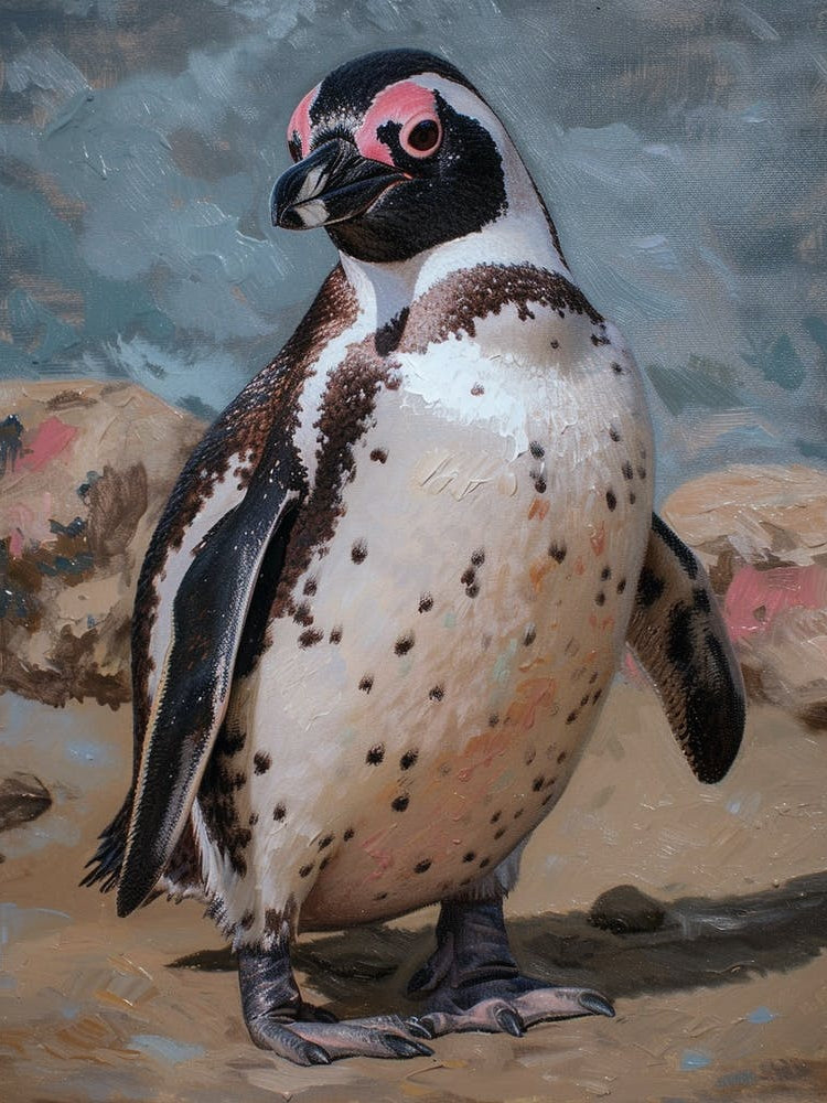 African Penguin Floreana Island Oil Painting 2