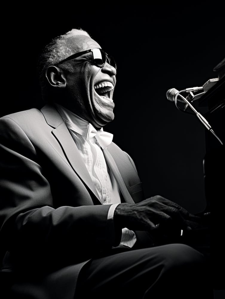 Black And White Photograph Of Ray Charles 2