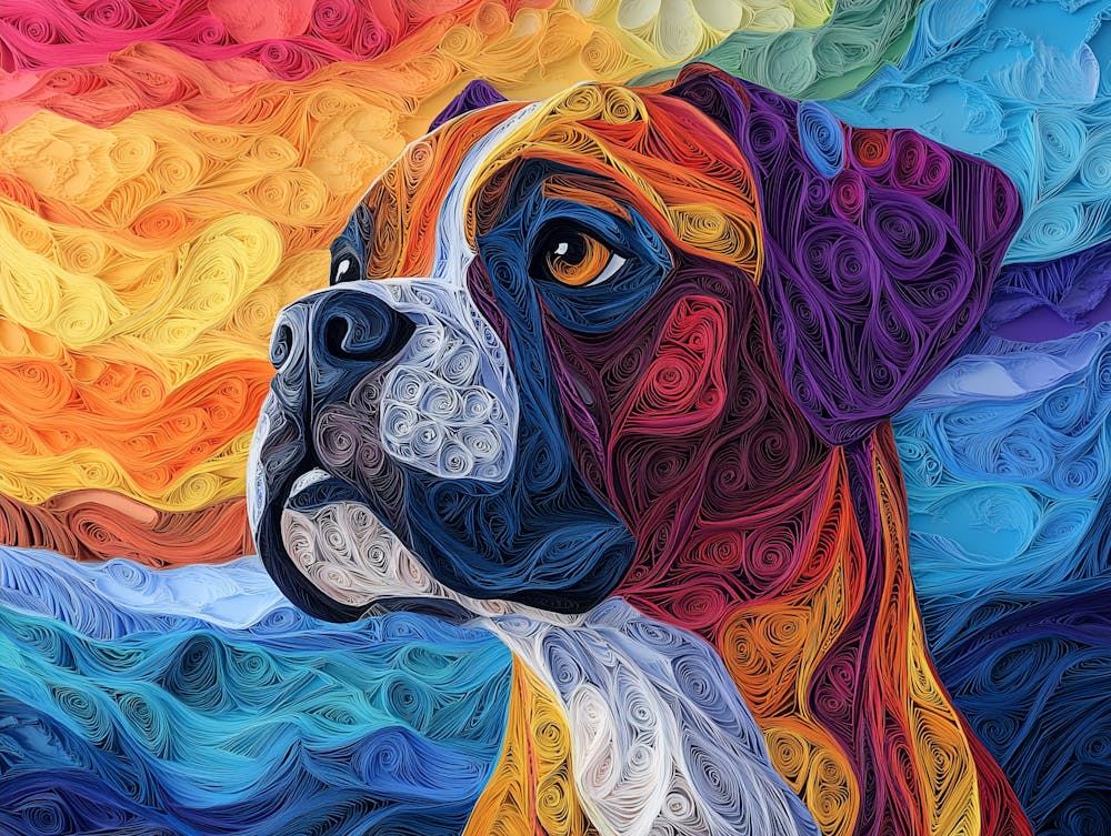 Boxer Paper Quill Dog Portrait II