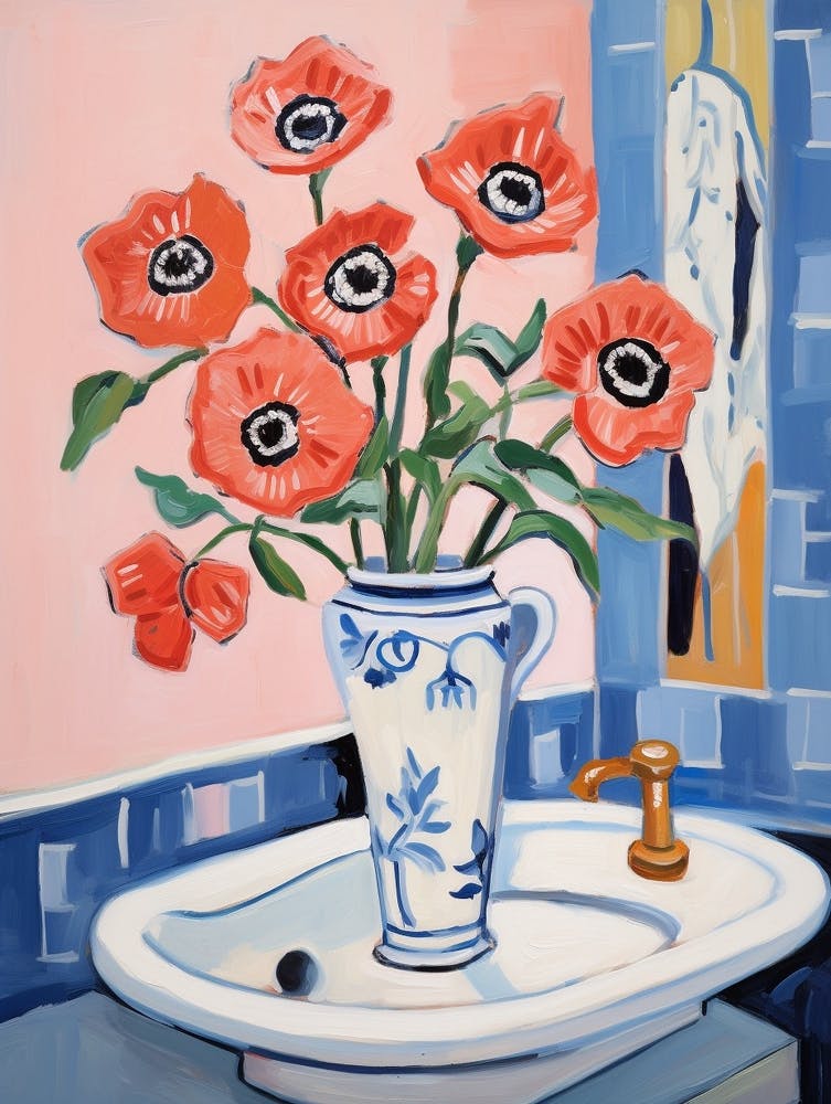 A Vase With Poppy, Flower Bouquet 2