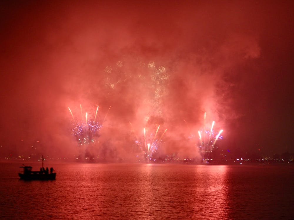 New Years Fireworks, Zurich Lake