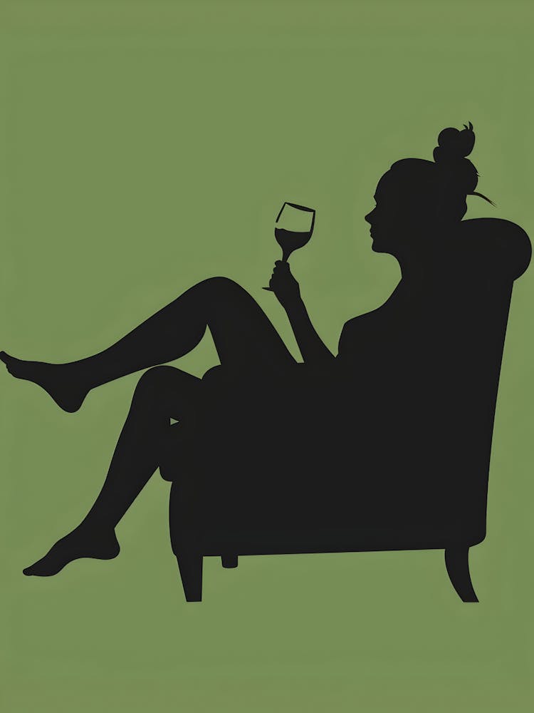 Silhouette Of A Woman Drinking Wine