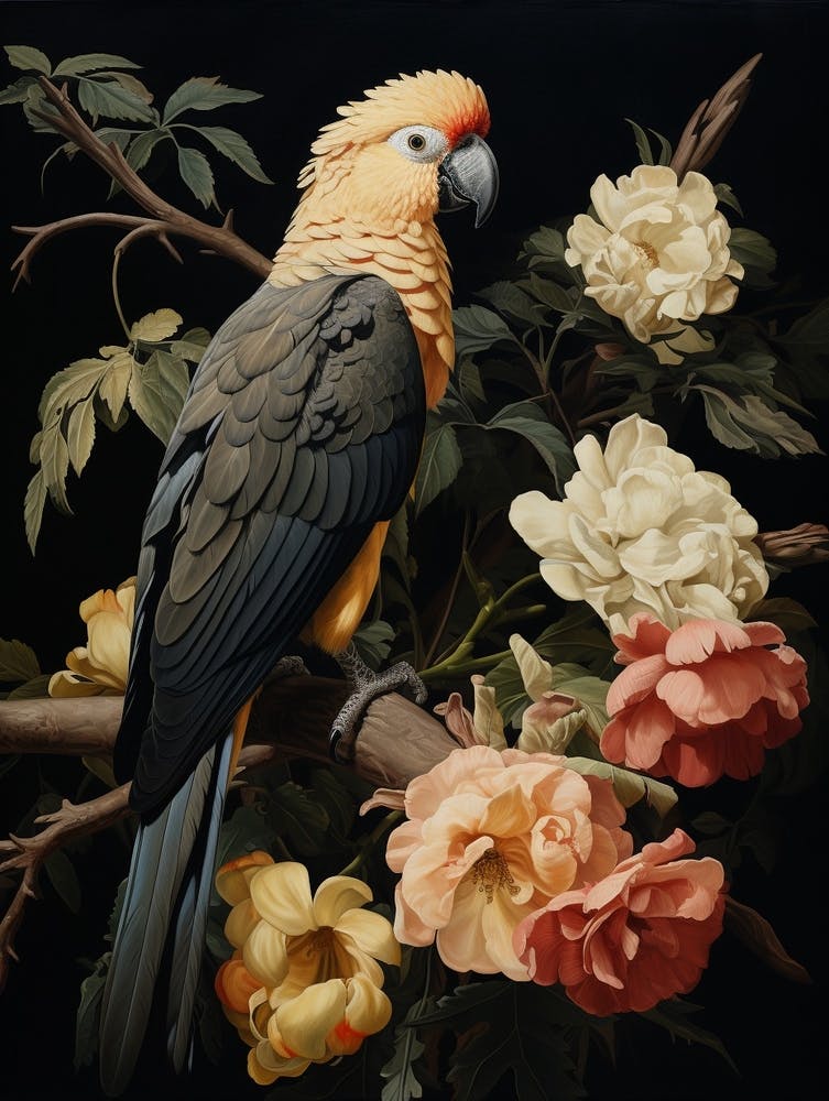 Dark And Moody Botanical Parrot 4
