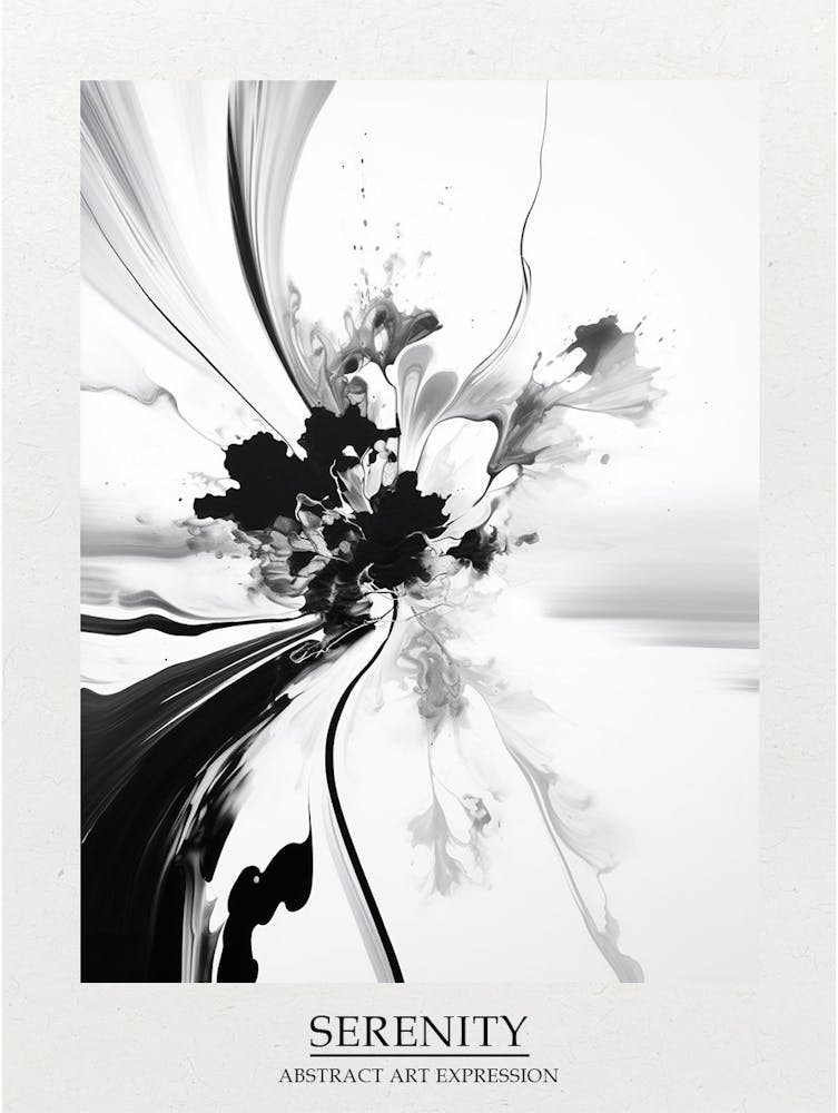 Serenity Abstract Black And White 1 Poster