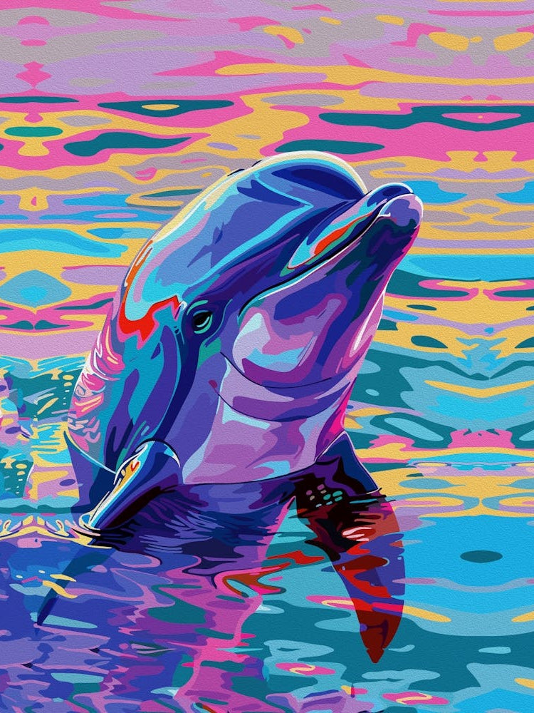 Vibrant Dolphin Neon Ocean Dream