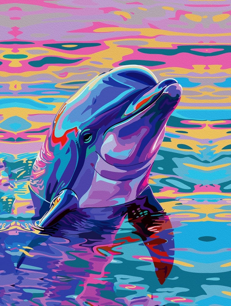 Vibrant Dolphin Neon Ocean Dream