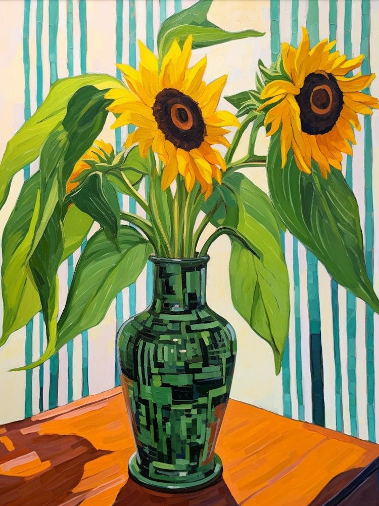 Flowers In A Vase Still Life Painting Sunflower 1