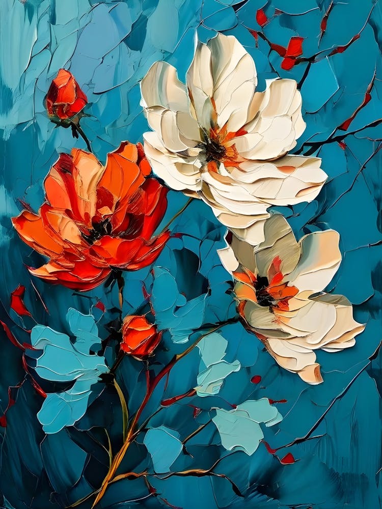 Flowers In Blue And White