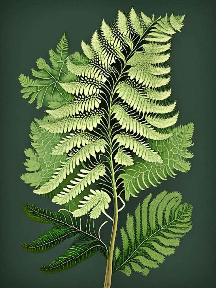 Southern Maidenhair Fern Wildflower Vintage Botanical