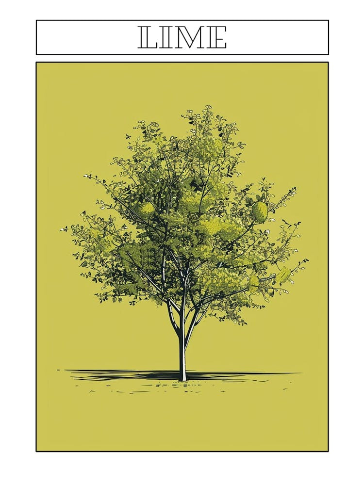 Lime Tree Minimalistic Drawing 4 Poster