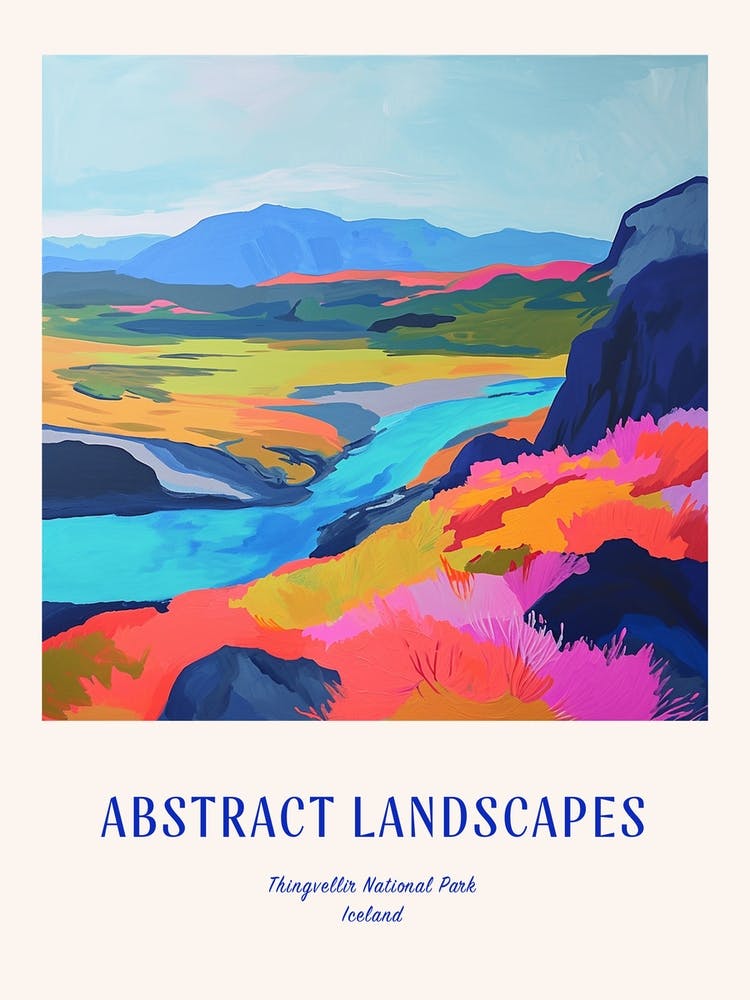 Colourful Abstract Thingvellir National Park Iceland 2 Poster Blue