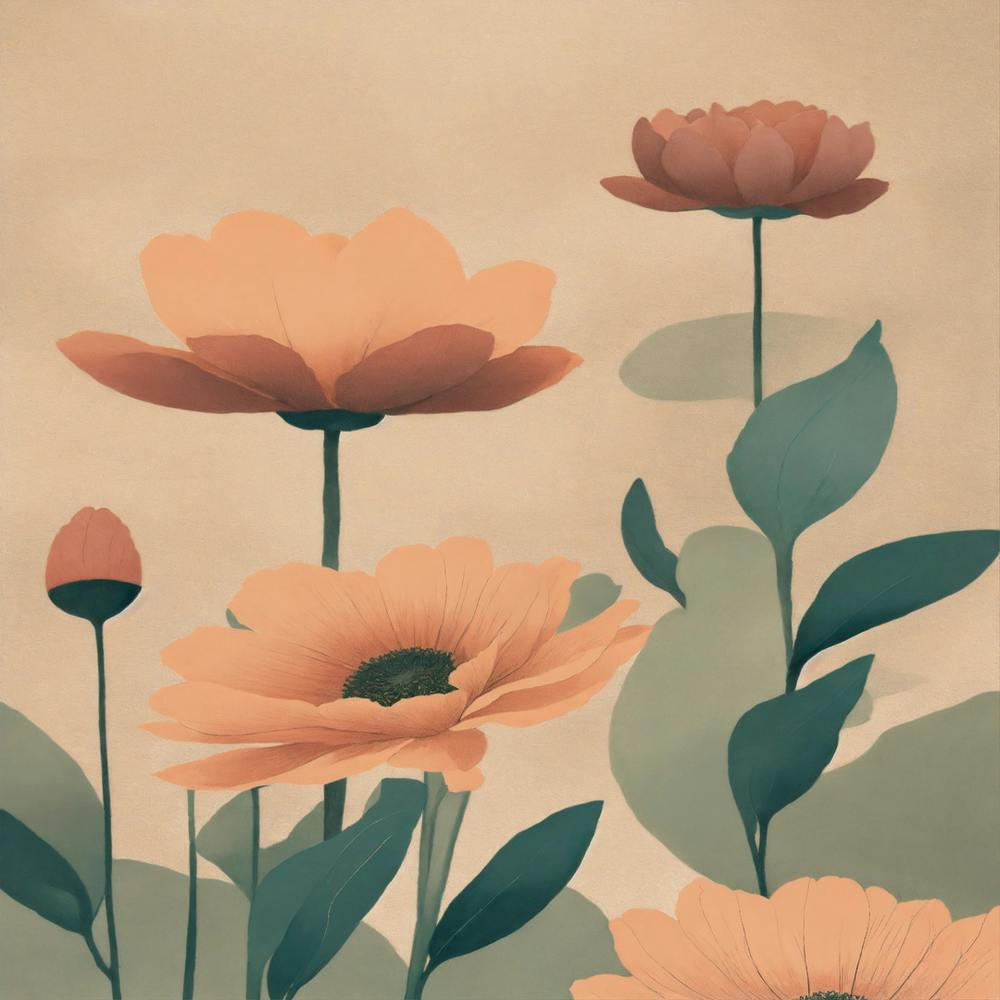 Flowers On A Beige Background