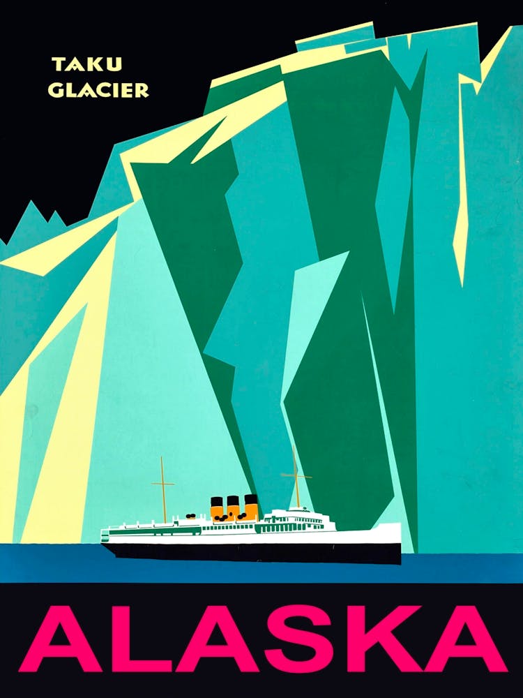 Ship Is Passing Taku Glacier in Alaska