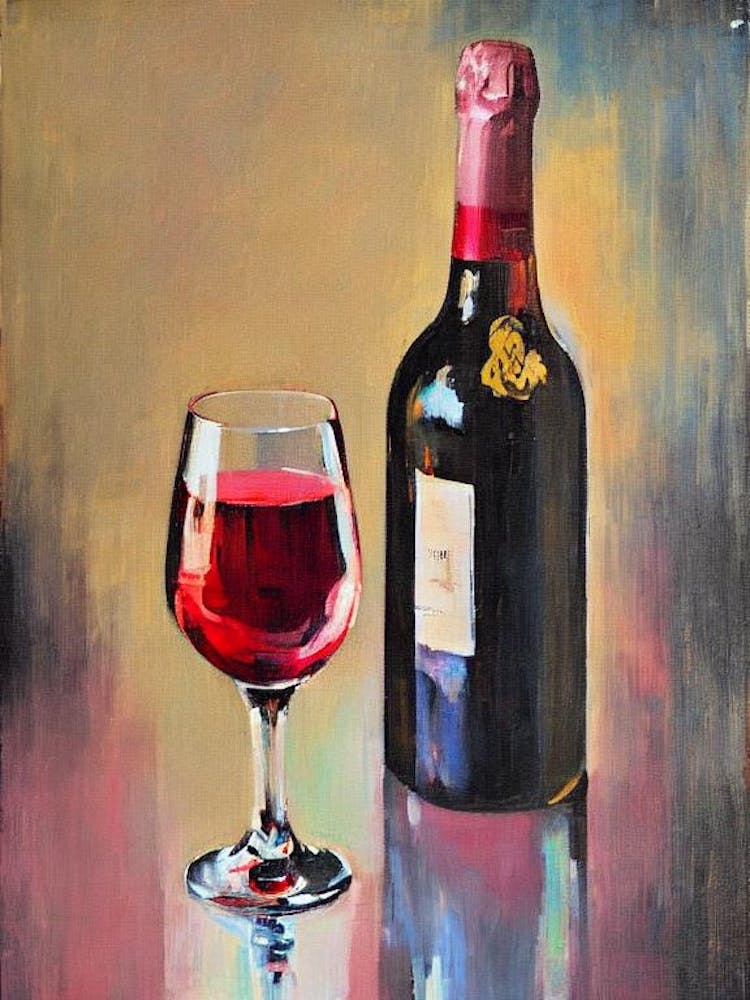 Rosé Champagne Oil Painting Cocktail Poster