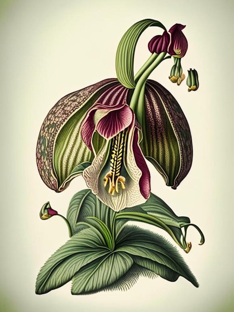 Frauenschuh-Wildblume Vintage Botanisch