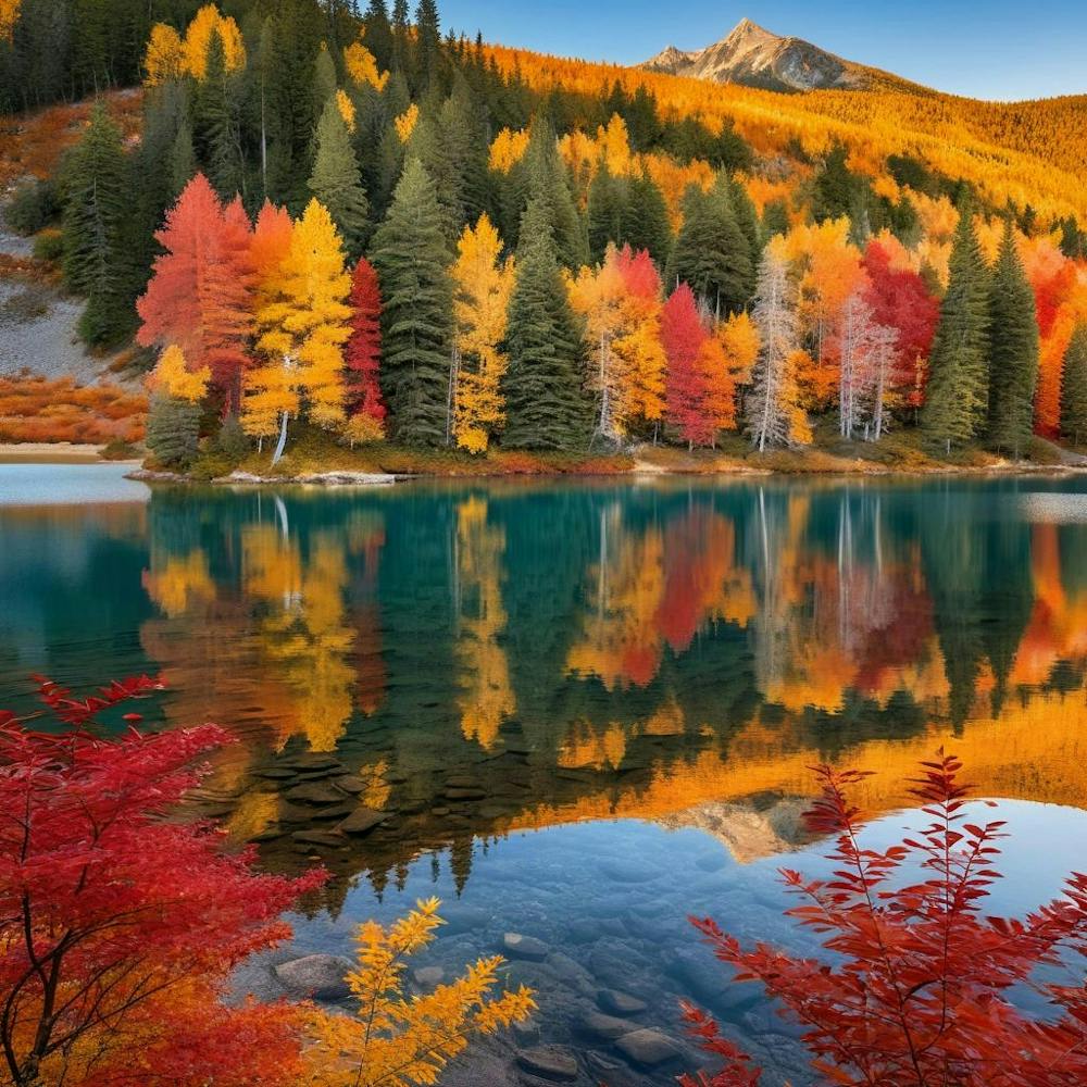 Autumn Trees Reflected In A Lake