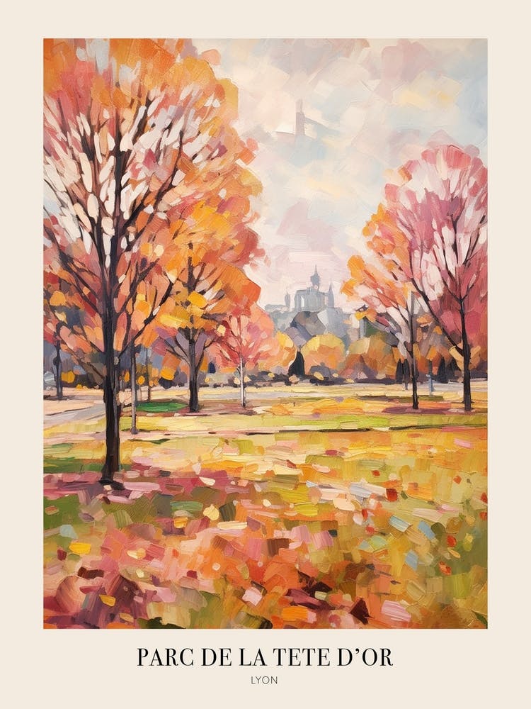 Autumn City Park Painting Parc De La Tete D Or Lyon France 3 Poster