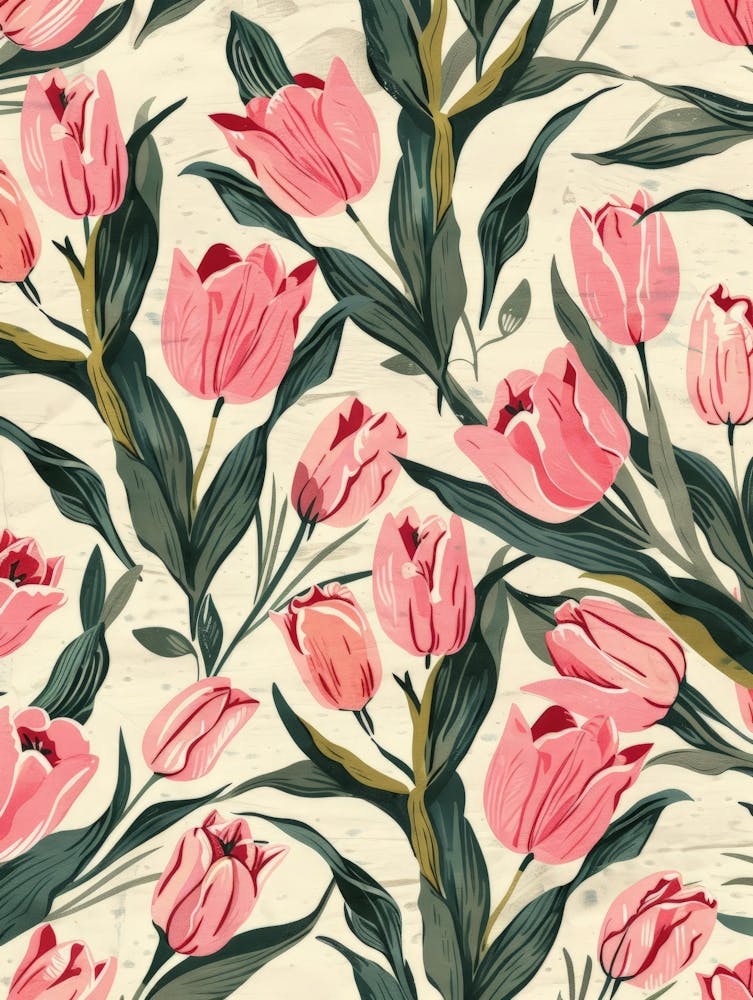 Pink Tulips Seamless Pattern 2