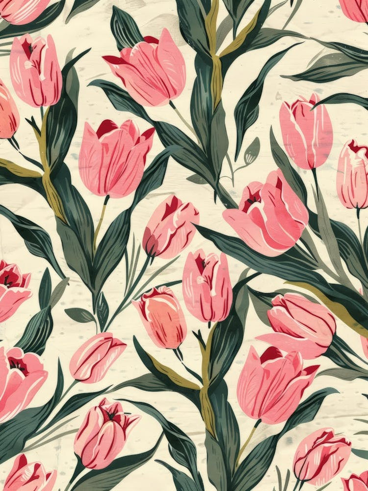 Pink Tulips Seamless Pattern 2