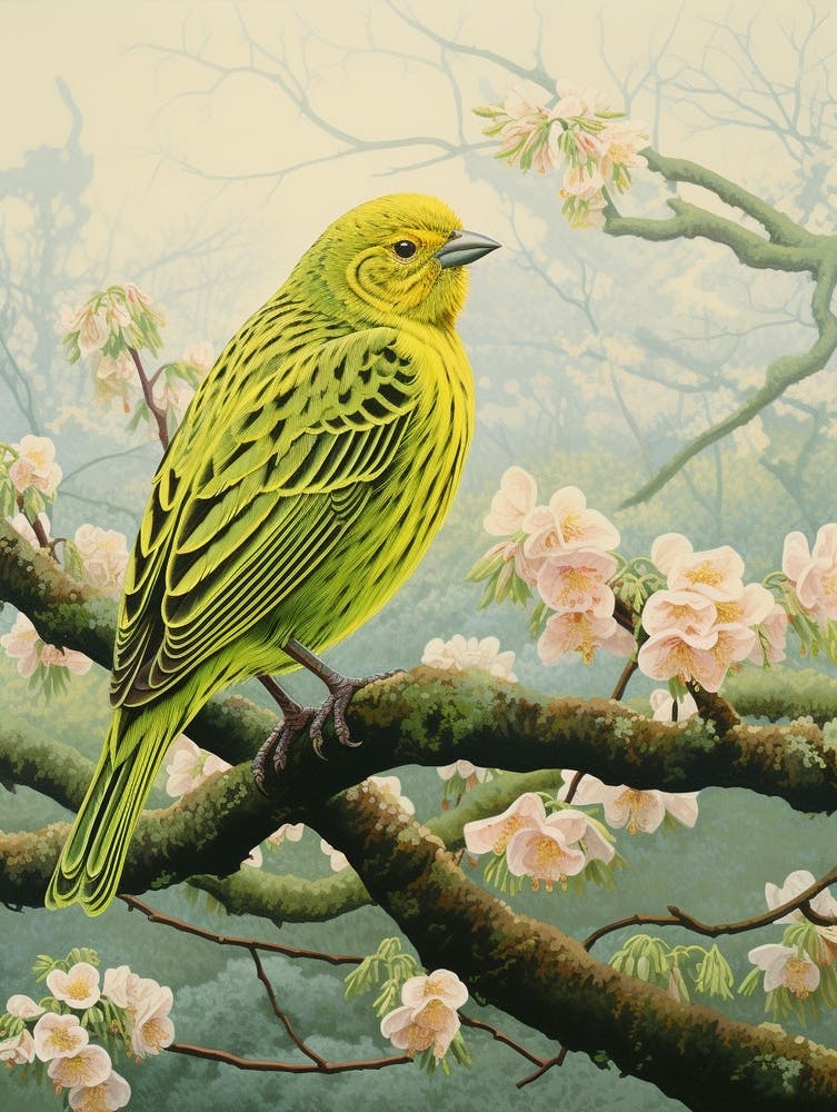 Ohara Koson Inspiriertes Vogelgemälde Goldammer 4