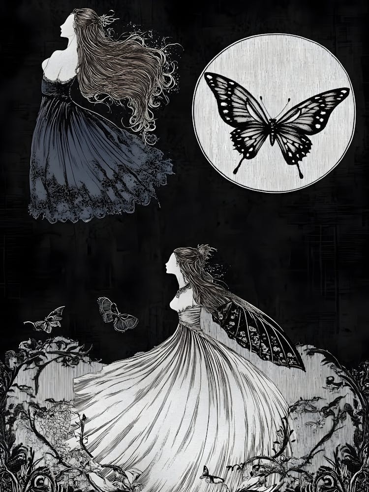 Fairy In Black And White