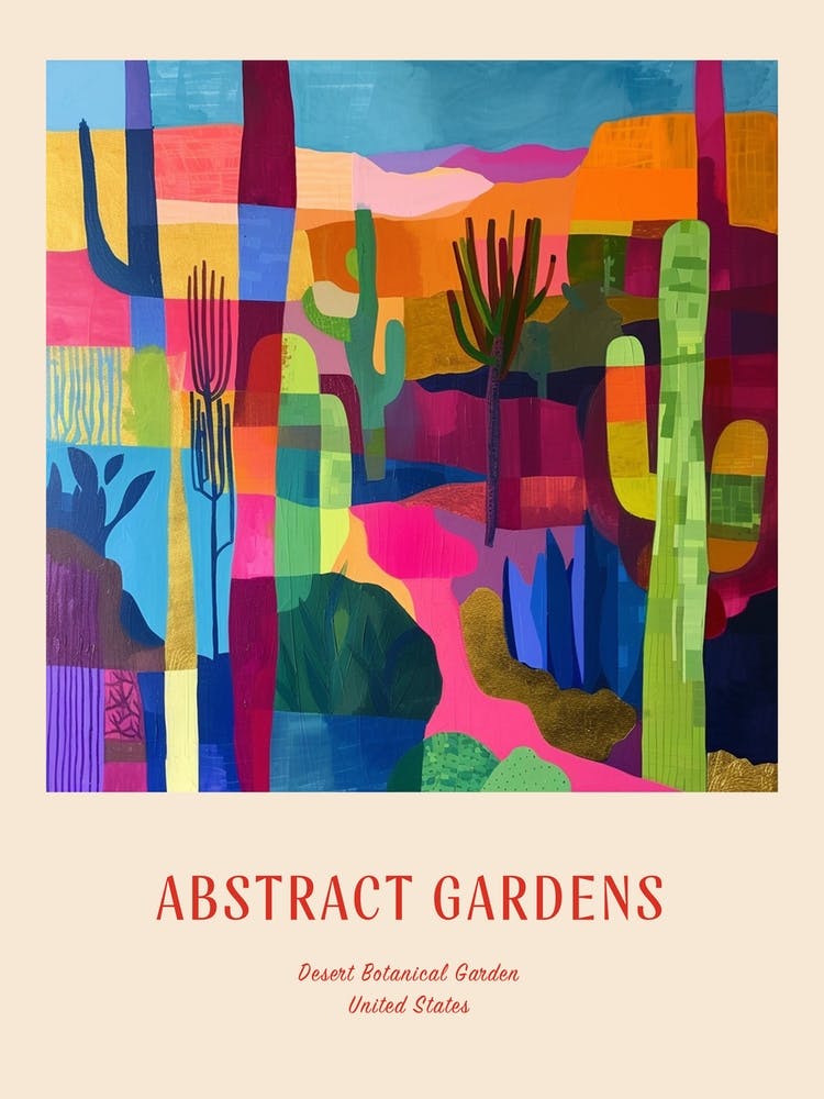 Colourful Gardens Desert Botanical Garden Usa 4 Red Poster