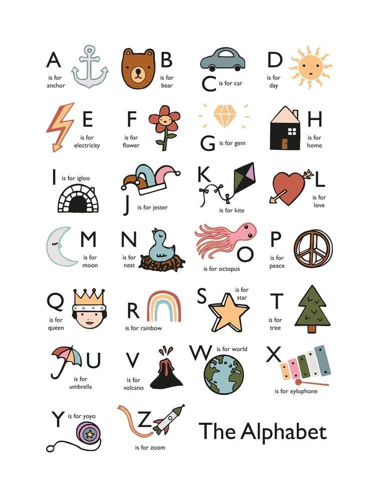 Alphabet In White