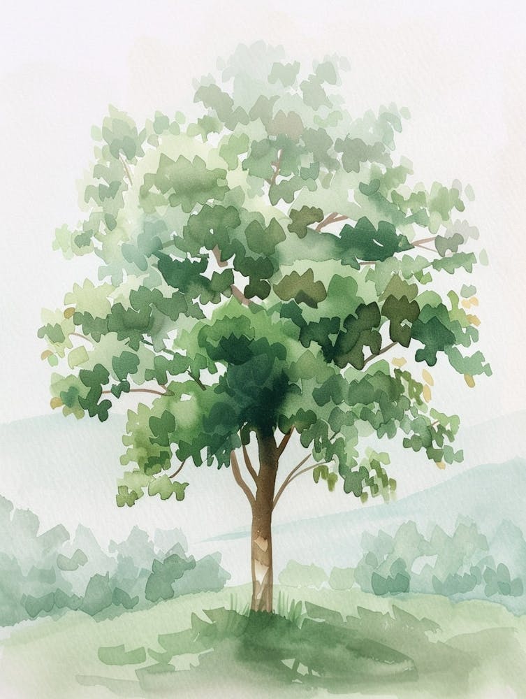 Paulownia Tree Atmospheric Watercolour Painting 4