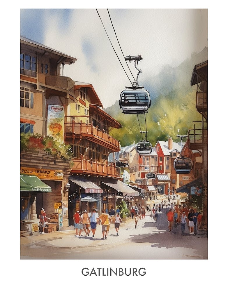 Gatlinburg Aquarelle Affiche de Voyage 2
