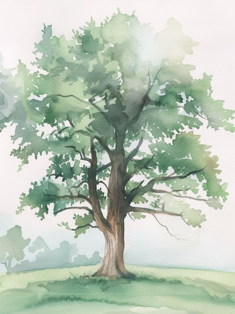 Oak Tree Atmospheric Watercolour Painting 12